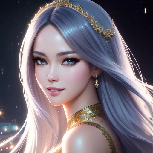 Prompt: splash art, by Greg rutkowski, hyper detailed perfect face,

beautiful kpop idol walking, full body, long legs, perfect body,

high-resolution cute face, perfect proportions,smiling, intricate hyperdetailed hair, light makeup, sparkling, highly detailed, intricate hyperdetailed shining eyes,  

Elegant, ethereal, graceful,

HDR, UHD, high res, 64k, cinematic lighting, special effects, hd octane render, professional photograph, studio lighting, trending on artstation