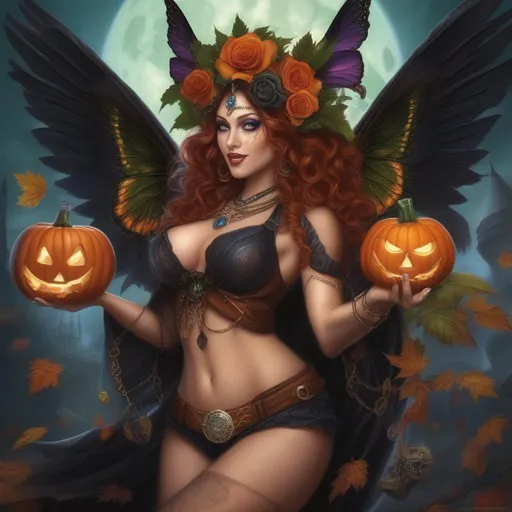 Prompt:  ((Hyper real painting)). Halloween night.  Shes a ((colorful)), steam punk, belly dancer, Witch. A ((spectacular)), winged, Cannabis fairy. ((An extremely beautiful)), buxom,  shapely woman with, ((Anatomically real hands)), and ((vivid)), ((colorful)), ((extremely, bright eyes)),  wearing a skimpy, ((colorful)), ((gossamer)), ((flowing outfit)). ((Wide angle)). ((high resolution detailed illustration)). Sony a7 IV.  Enscape render. ((Cinematic)). ((Epic)). ((Concept art)). ((full body in shot)).