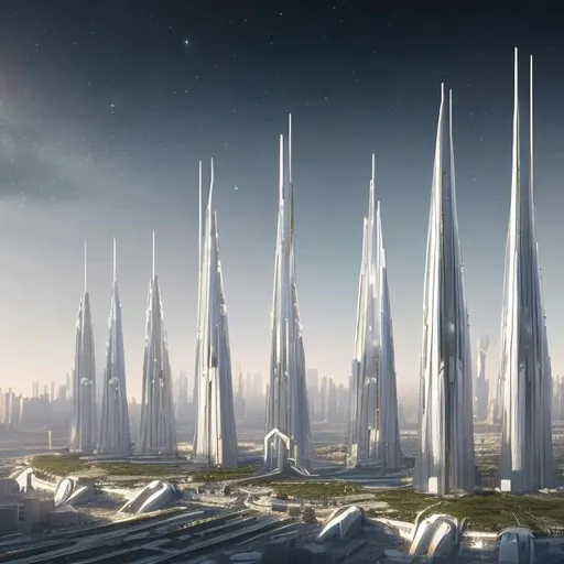 City In The Far Future With Sinous Towers In White A... | OpenArt