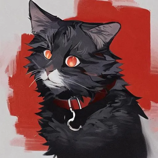 Prompt: black wearing a red collar