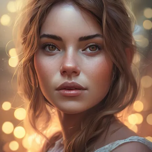 Prompt: A portrait of a woman, illustration by Jacqueline E, trending on artstation, 4k, 8k, HD, bokeh