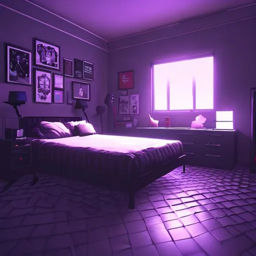 Prompt: one point perspective bedroom alt dark emo gothic goth HD highres 4k 1080p