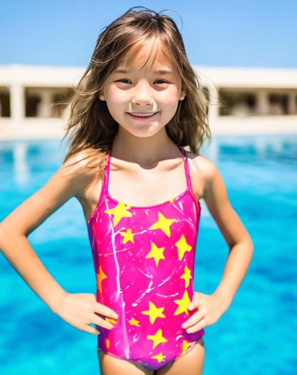 Little girl in a bikini with a big  - OpenDream