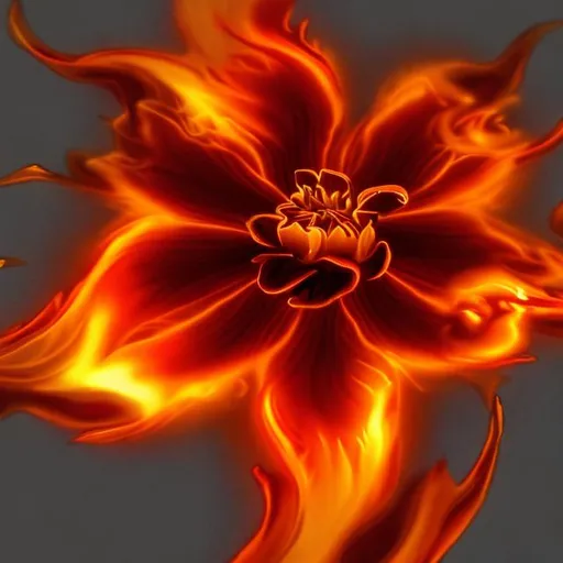 Prompt: A flower with flames in the middle

