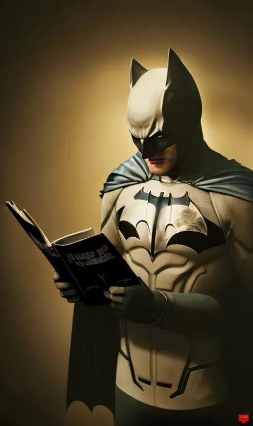 batman is reading new york times, wide lens color po... | OpenArt