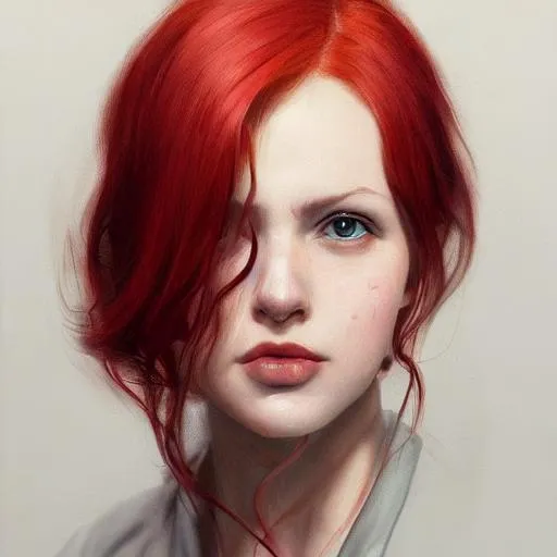 Prompt: Portrait with red hair and with cute face, London vibe, perfect composition, hyperrealistic, super detailed, 8k, high quality, trending art, trending on artstation, sharp focus, studio photo, intricate details, highly detailed, by greg rutkowski