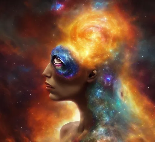 Prompt: darker tones. deep space, eye of God
