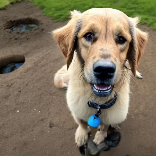 Prompt: A dug want water