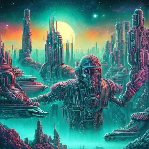 Prompt: retro art, underwater city, synthwave art, highly detailed, galaxy, cosmos