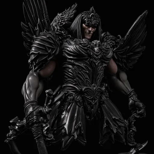 Prompt: Six winged muscular azrael