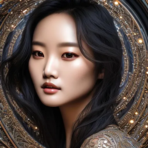 Prompt: long shot super detailed lifelike illustration, young Hyori Lee, young woman in dress, gorgeous detailed face, young Hyori Lee, the model, 

masterpiece photographic real digital ultra realistic hyperdetailed, highly detailed intricate black hair, stray hairs, complex,

volumetric lighting maximalist photo illustration 4k, resolution high res intricately detailed complex,

soft focus, digital painting, oil painting, clean art, professional, colorful, rich deep color, concept art, CGI winning award, UHD, HDR, 8K, RPG, UHD render, HDR render, 3D render cinema 4D
