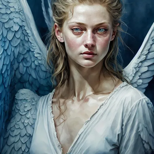 Hyperrealistic painting of an adult angel daytime, b... | OpenArt