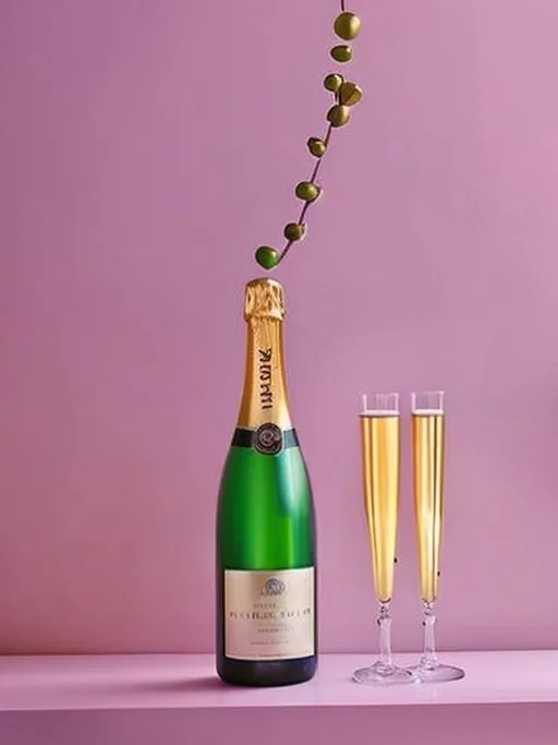 Prompt: Champagne, painting, aesthetic, popular on Etsy, feminine