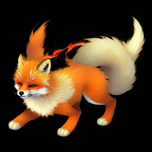 Prompt: orange fox with fire fur, digital art