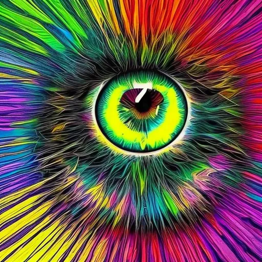 Prompt: 3rd eye, cat, eye catching colors, 
