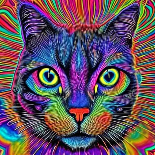 Prompt: Psychedelic cat