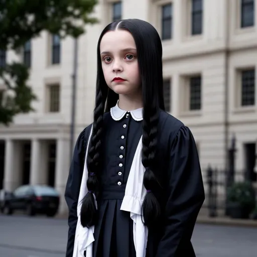 Prompt: Wednesday Addams eerie doggie