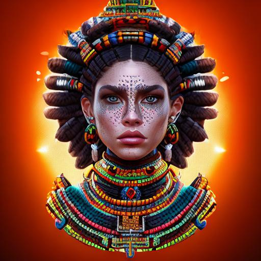 An ornate Aztec Queen, full body, statuesque, huge f... OpenArt