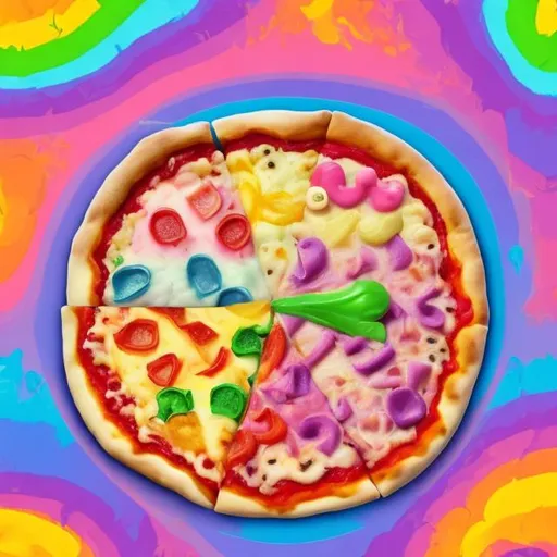 Prompt: Pastel pizza in the style of Lisa frank