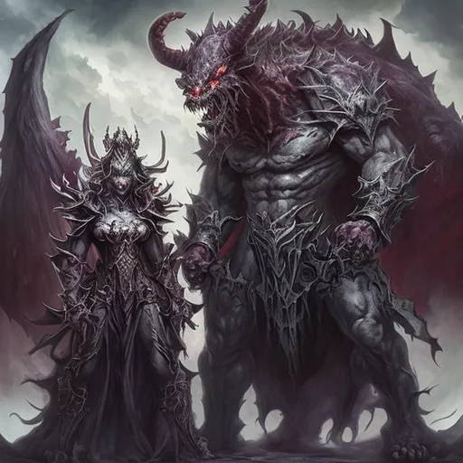 Prompt: behemoth demon king and queen