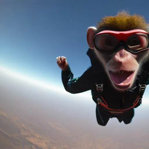 Prompt: monkey skydiving, Gopro footage