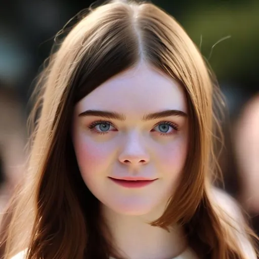 Prompt: Elle Fanning looking beautiful with brunette hair.