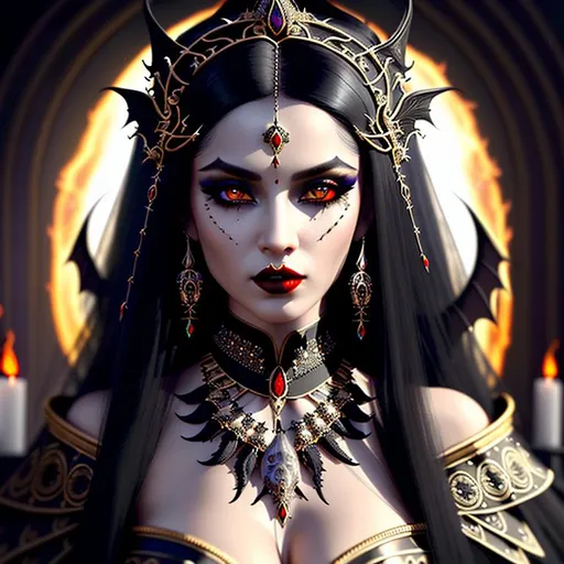 Prompt: full body, Insanely detailed photograph of an elaborate and enigmatic "ethereal eastern European vampire  queen of the damned", realistic, cinematic, intricate and hyperdetailed, black hair, black filigree,  fantasy art, album cover art, volcano, 3D soft lighting, beautiful woman, long white hair, midnight, human like features, fire