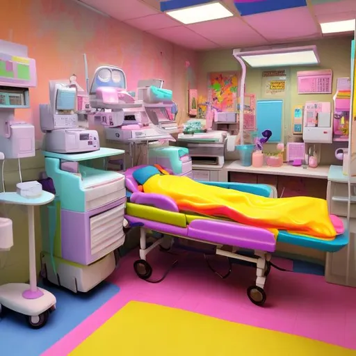 Prompt: Lisa frank style hospital diorama