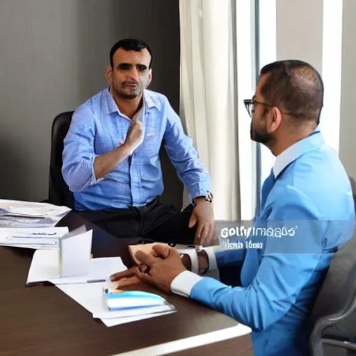 Prompt: Egyptian man working as HR manager in bank