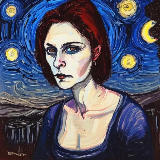 Prompt: self portrait lady vincent stary nights 