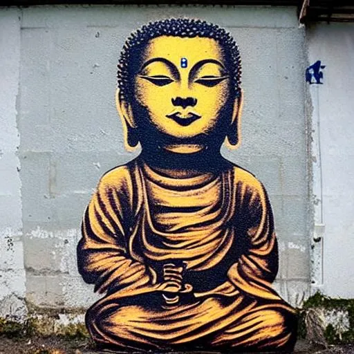 Prompt: street art hip hop buddha