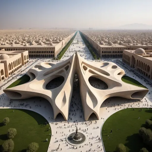 Prompt: If Naqsh-e Jahan Square was built by Zaha Hadid 