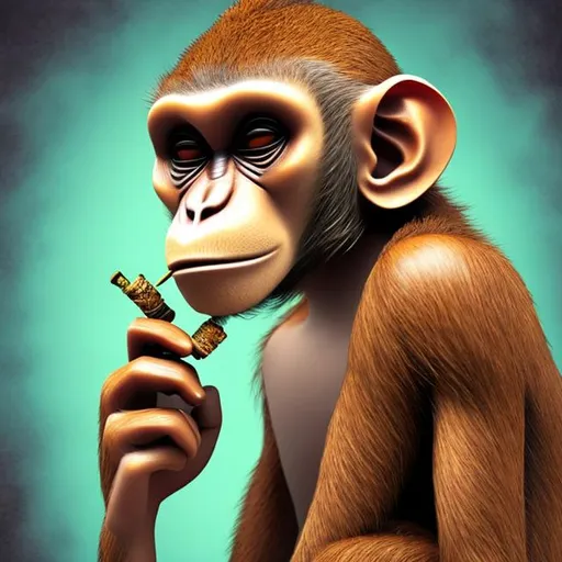Prompt: Rich monkey smoking weed