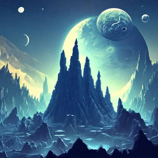 Prompt: space temple moon landscape