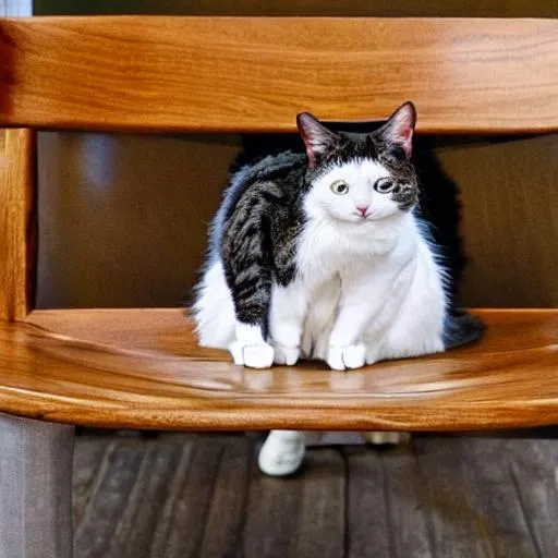 Prompt: a cat is sitting on a chair