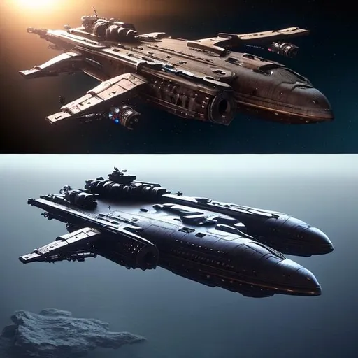 Prompt: #Vasa# fantasy spaceship, {ultra realism, cinematic, epic 4K, 1980 retro feel} long and thin cruiser,
{background} in space, sci-fi, 
{point of view} from the side,