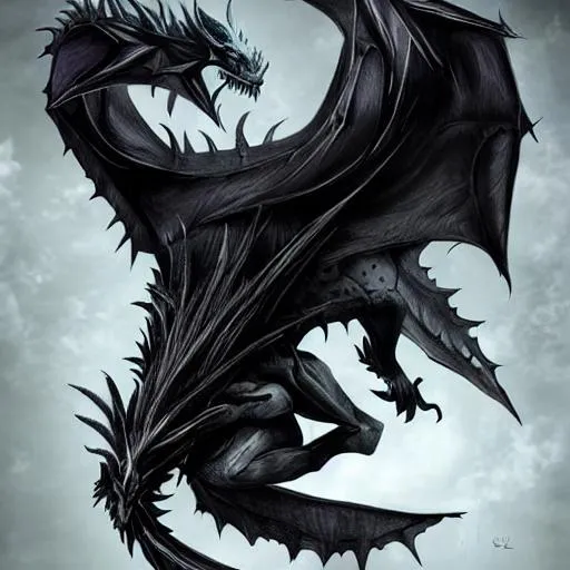 Prompt: black, spikey dragon made of shadow, wisping dark tendrils, nocturnal beast, creature of the night, nightmare dragon, art station, digital art