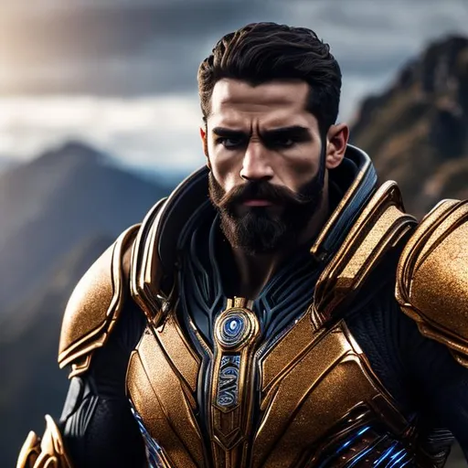 Prompt: High-resolution, highly detailed, hyper realistic {greek humankind god} [Prometheus] , uhd, hdr, 64k, full body, Cesar, short brown hair, goggles, Elder Scrolls, dwemer, thoughtful facial expression, young