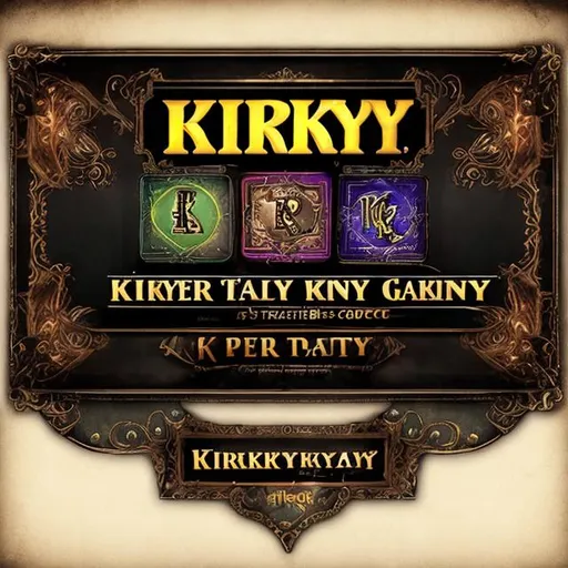 Prompt: Banner that says Kirrkkyy Plays with a theme of pc gaming and gambling. Good for a cover photo more of an acoustic