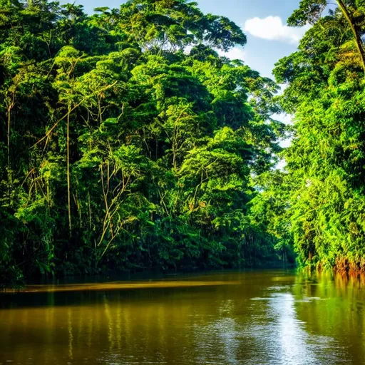Prompt: River in Amazonia. Ultra realistic, 4k, photography, beautiful, sunrise, nature, water reflex, real lighting