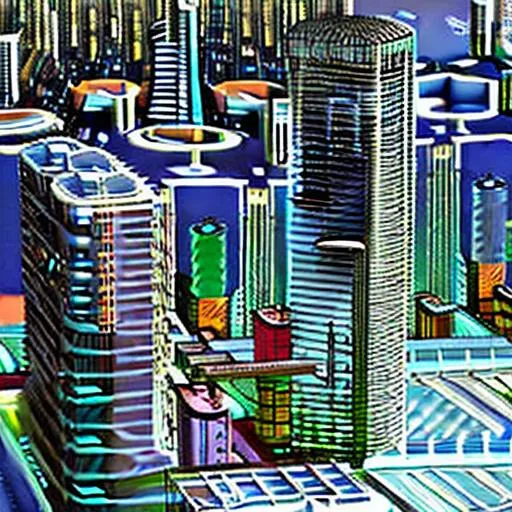 Prompt: A high tech cityscape of the distant future 