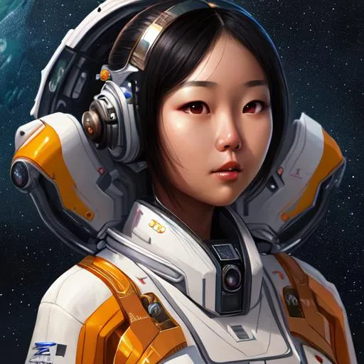 Prompt: A oil panting of a Asian girl, 8k, artstation style, sci fi, sci fi, intergalactic, highly detailed 