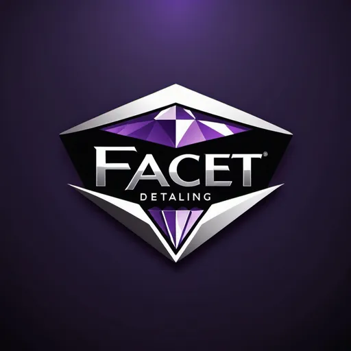 Prompt: Professional logo design for Facet detailing, sleek and polished, minimalistic, sophisticated, glossy finish, high-quality, modern style, clean lines, luxurious look, diamond, theme automotive theme, purple and blue tones, ambient lighting, detailed diamond texture, professional branding, modern and elegant, luxury cart detailing reflective surfaces, distinct and clean typography