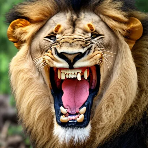 Prompt: laughing trending smiling face lion 
