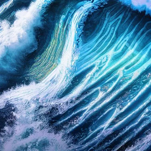 Prompt: Cresting ocean wave, extreme detail, 16k resolution, ultra hd, hyper detailed, hyperrealism, seascape, sunny, sunshine rays, unreal engine, vibrant colors, realistic lighting, high definition digital art.