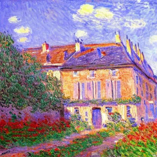 Prompt: monet style painting of a french village