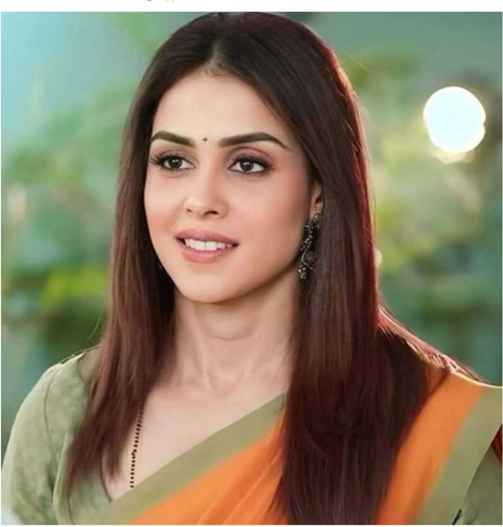 Genelia 28 years old beautiful different cute Indian face Indian girl, big  bulky m-cup breast