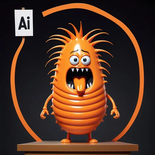 Prompt: a large, cartoonish orange maggot with a wild, tousled hairstyle reminiscent of Donald Trump’s iconic locks, complete with an exaggerated swoop. The maggot is standing at a small podium, barely fitting into a comically ill-fitting dark suit that looks more like a child's costume.

The banner above reads “The Face Of AI” in bold, playful letters. Behind the maggot, the congressional chamber is stylized with rich colors and decorative flags. The audience is filled with cartoonish insects—perhaps a few flies and ants—looking on with a mix of confusion and amusement. Some might be holding tiny signs, while others are whispering to one another, clearly finding the whole situation hilarious.
Trump has a maggot body


The maggot’s face displays an over-the-top confident grin, emphasizing its larger-than-life persona. Bright oranges and yellows make the maggot pop against a darker, muted background, creating a striking contrast that draws attention.