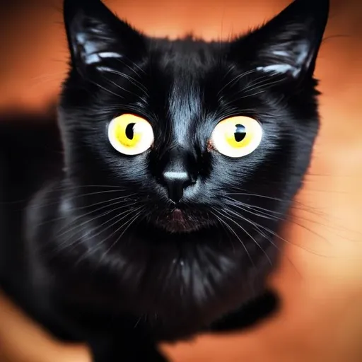 Prompt: black cat with big big super big pupils