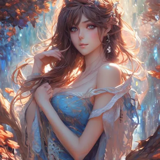 Prompt: Beautiful woman by Kawacy, Andrew Adroschenko, makoto shinkai ,  Josephine Wall,  Android Jones , pixiv